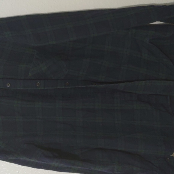 USED OLD NAVY LONG SLEEVE FLANNEL SHIRT MEN TALL M GREEN AND BLUE - Picture 5 of 7
